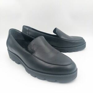 Vionic Shoes Womens 6 Wide Kensley Black Leather Platform Lug Sole Loafers